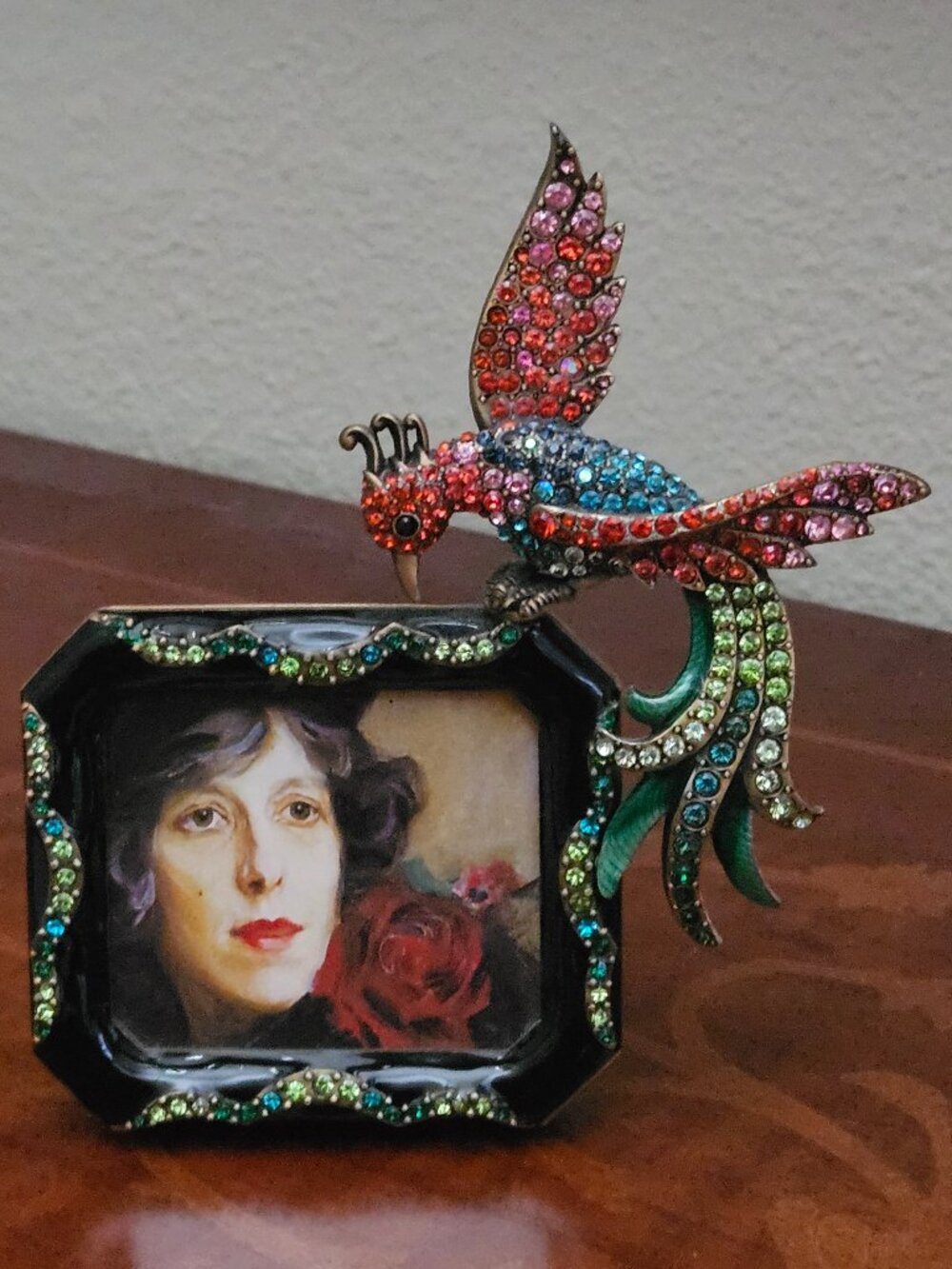 JAY STRONGWATER FLORA FAUNA DARJEELING EXOTIC PHOENIX BIRD CRYSTAL ENAMEL FRAME
